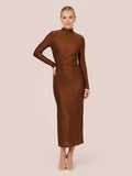 Long Sleeve Shimmer Knit Midi Dress