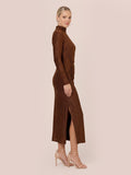 Long Sleeve Shimmer Knit Midi Dress