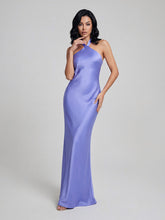 Low Cross Back Halter Maxi Dress with Floral Brooch