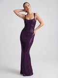 Mesh-Back Maxi Dress with Hot-Fix Detail
