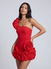 One-shoulder fitted ruffle dress