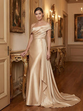 One Shoulder Satin Formal Dress with Sash
