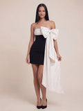 Valentine's Day Exclusive - Oversized Bow Strapless Color-block Mini Dress