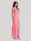 Floral Jacquard Plunge Maxi Dress
