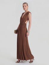 Plunge Ripple Draped Gown