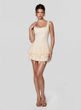 Pointed-Ruffle Tulle Mini Dress