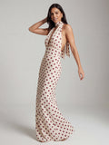 Polka Dot Halter Chiffon Maxi Dress