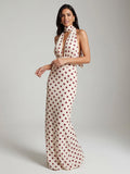 Polka Dot Halter Chiffon Maxi Dress