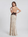 Polkadot Lace And Satin Maxi Dress