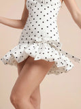 Polka dot mini dress with scarf