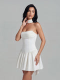 Ribbon Strapless Corset Mini Dress with Scarf Detail