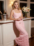 Romantic All-Over Floral Sequin Fishtail Mesh Gown