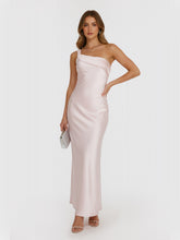 Romantic Tales Satin One Shoulder Maxi Dress