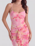 Ruched Waist Ruffle Maxi Dress