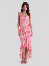 Ruched Waist Ruffle Maxi Dress