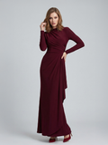 Ruffle Long Sleeve Sheath Gown