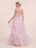 Enchanting Hand-Beaded Gown with Layered Tulle Skirt