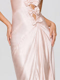 Satin Maxi Dress with Cut-Out Bows