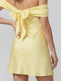 Satin off-shoulder mini dress