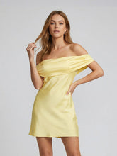 Satin off-shoulder mini dress