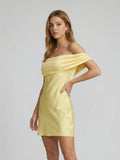 Satin off-shoulder mini dress