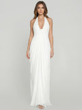 Sculpted Cascade Draped Stretchy Halter Gown
