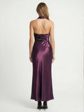 Silken Shadow Velvet & Satin Halter-Neck Maxi Dress