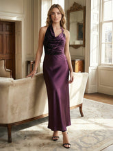 Silken Shadow Velvet & Satin Halter-Neck Maxi Dress