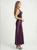 Silken Shadow Velvet & Satin Halter-Neck Maxi Dress