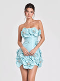 Strapless 3D Floral Corset Bodycon Mini Dress