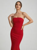 Strapless Bandeau Fishtail Maxi Dress