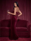 Valentine's Day Exclusive - Strapless Bow-Back Velvet Maxi Dress
