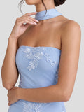 Strapless Embellished Floral Maxi Dress