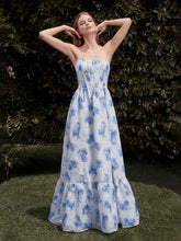 Strapless Floral Brocade Corset A-Line Dress
