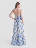 Strapless Floral Brocade Corset A-Line Dress