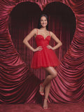 Sweetheart Tiered Tulle Mesh Mini Dress