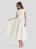 Timeless Hepburn Style Full Skirt Midi Dress