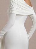 Timeless Sculptural Drape Jersey Maxi Dress