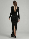 Velvet Burnout Long Sleeve Gown