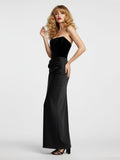 Women's Strapless Velvet Bodice Gown