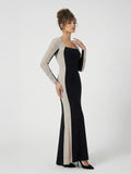 Crystal Contrast Long Sleeve Dress