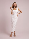 Romantic Ribbon Strap Lace Midi Dress