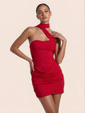 Valentine's Day Exclusive - Slinky And Mesh Mini Dress With Scarf