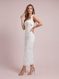 Romantic Ribbon Strap Lace Midi Dress