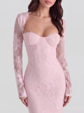 Floral Lace Mermaid Gown with Corseted Bodice