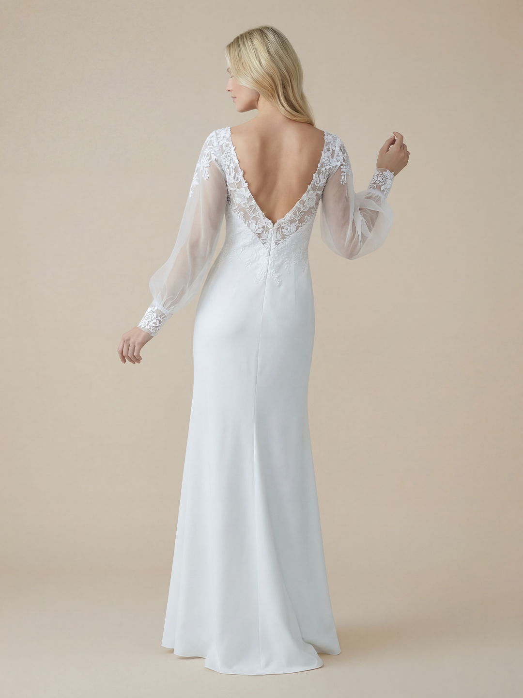White Embroidered Bishop Sleeve Maxi Dress