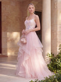 Enchanting Hand-Beaded Gown with Layered Tulle Skirt