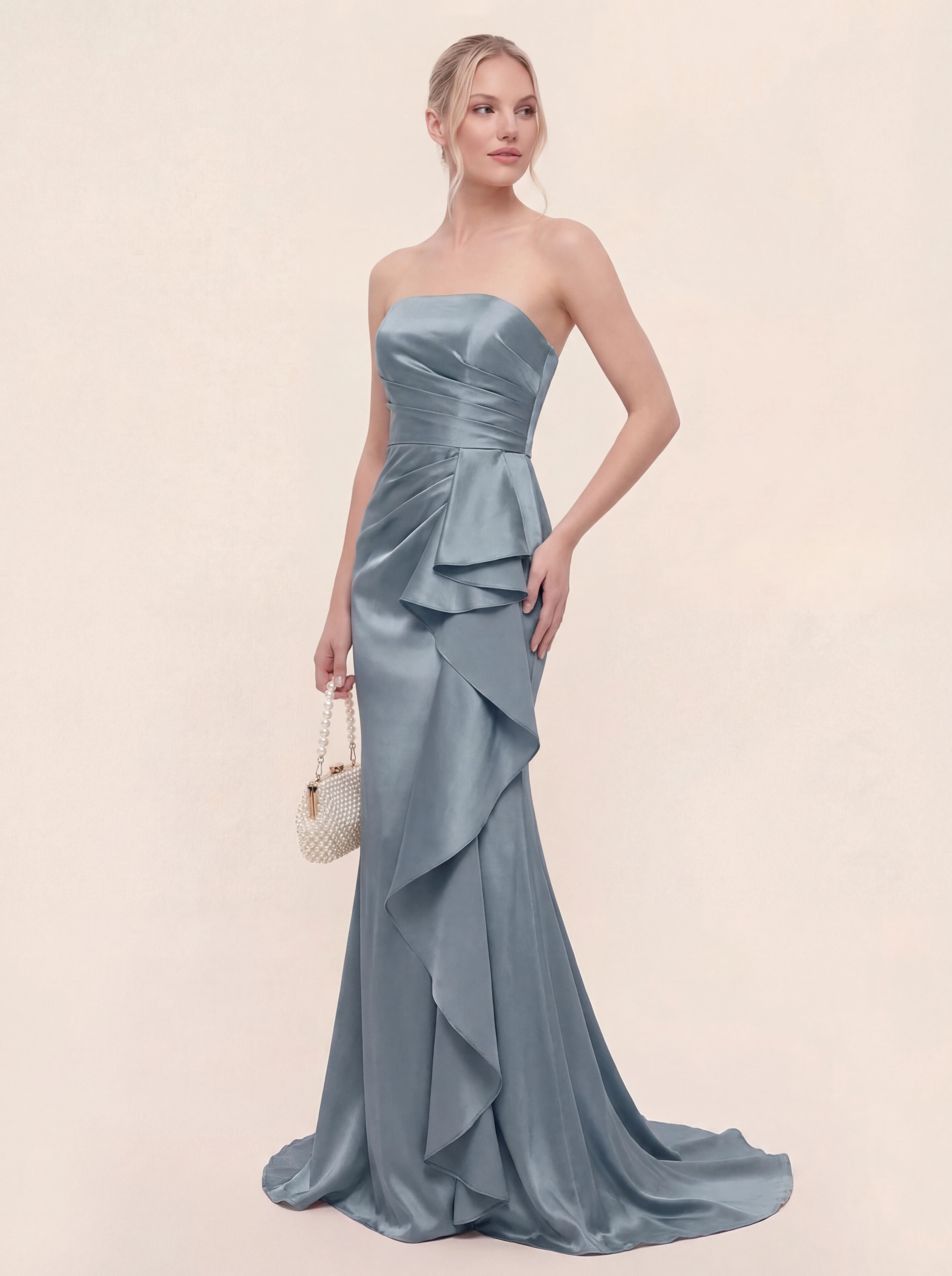 Cascading Asymmetric Ruffles Mermaid Gown