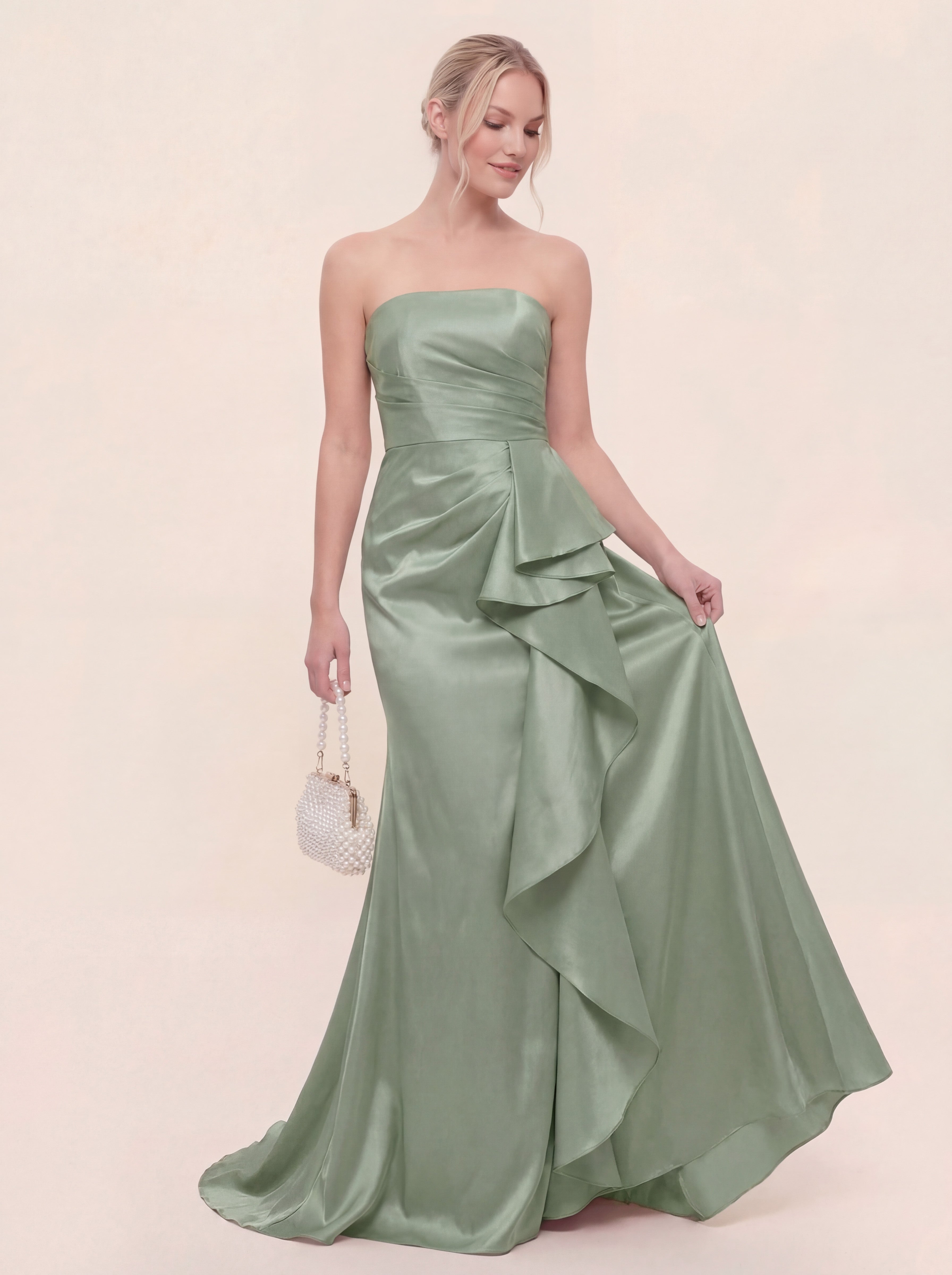 Cascading Asymmetric Ruffles Mermaid Gown