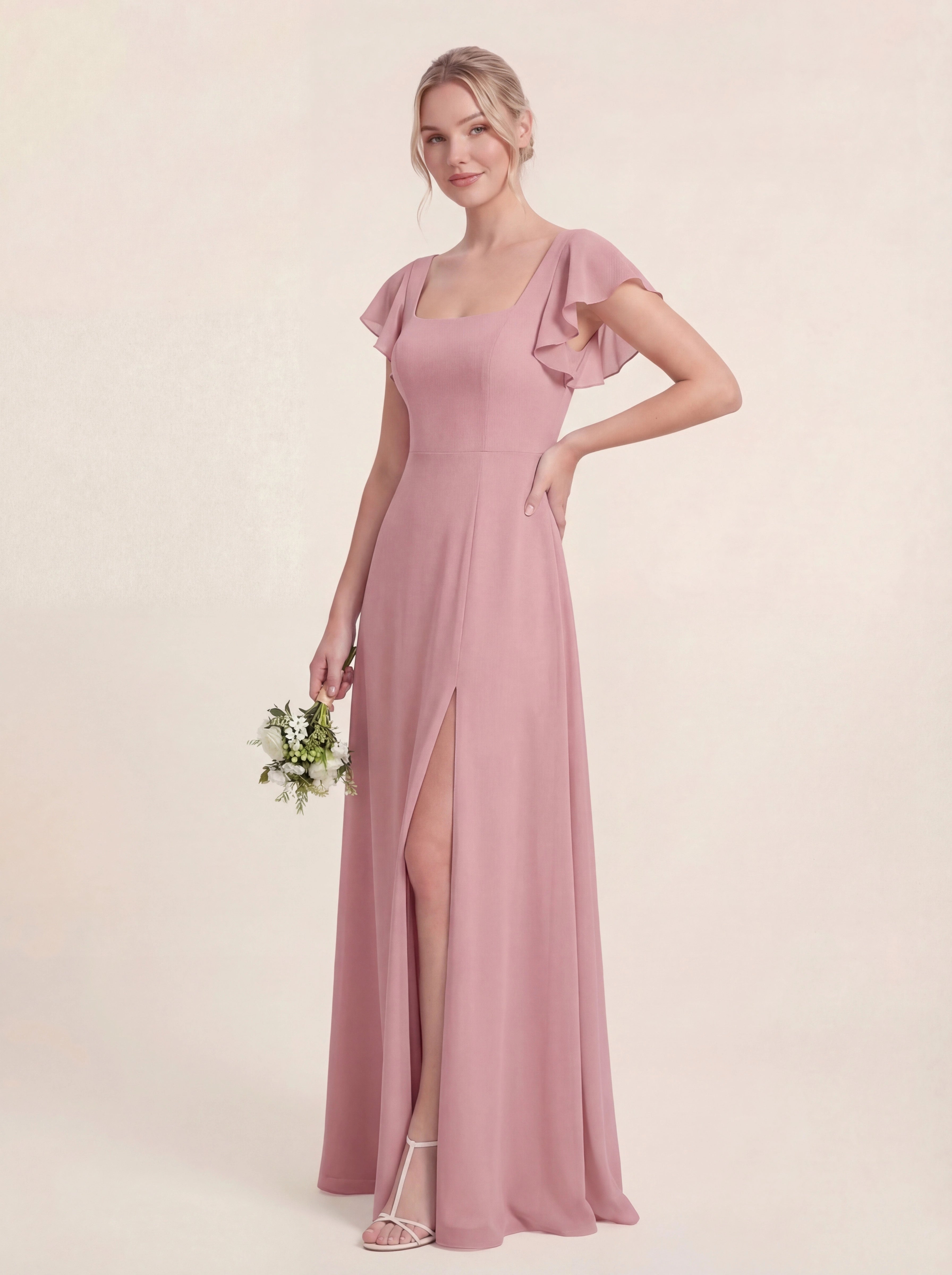 Delicate Halter Tie-back A-Line Ruffled Chiffon Dress